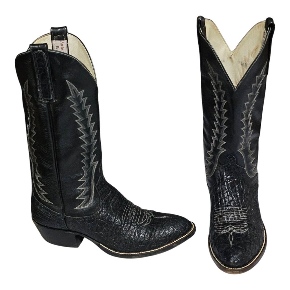 Anderson Bean Boots Company Elephant Boots Mens Size 8D Black Leather